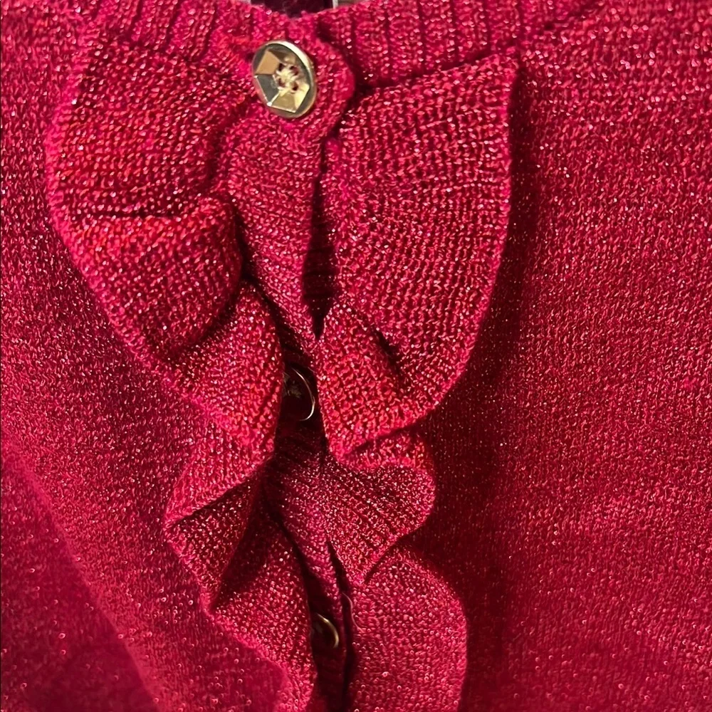 OshKosh B'gosh Red Ruffled button down cardigan with Shimmer